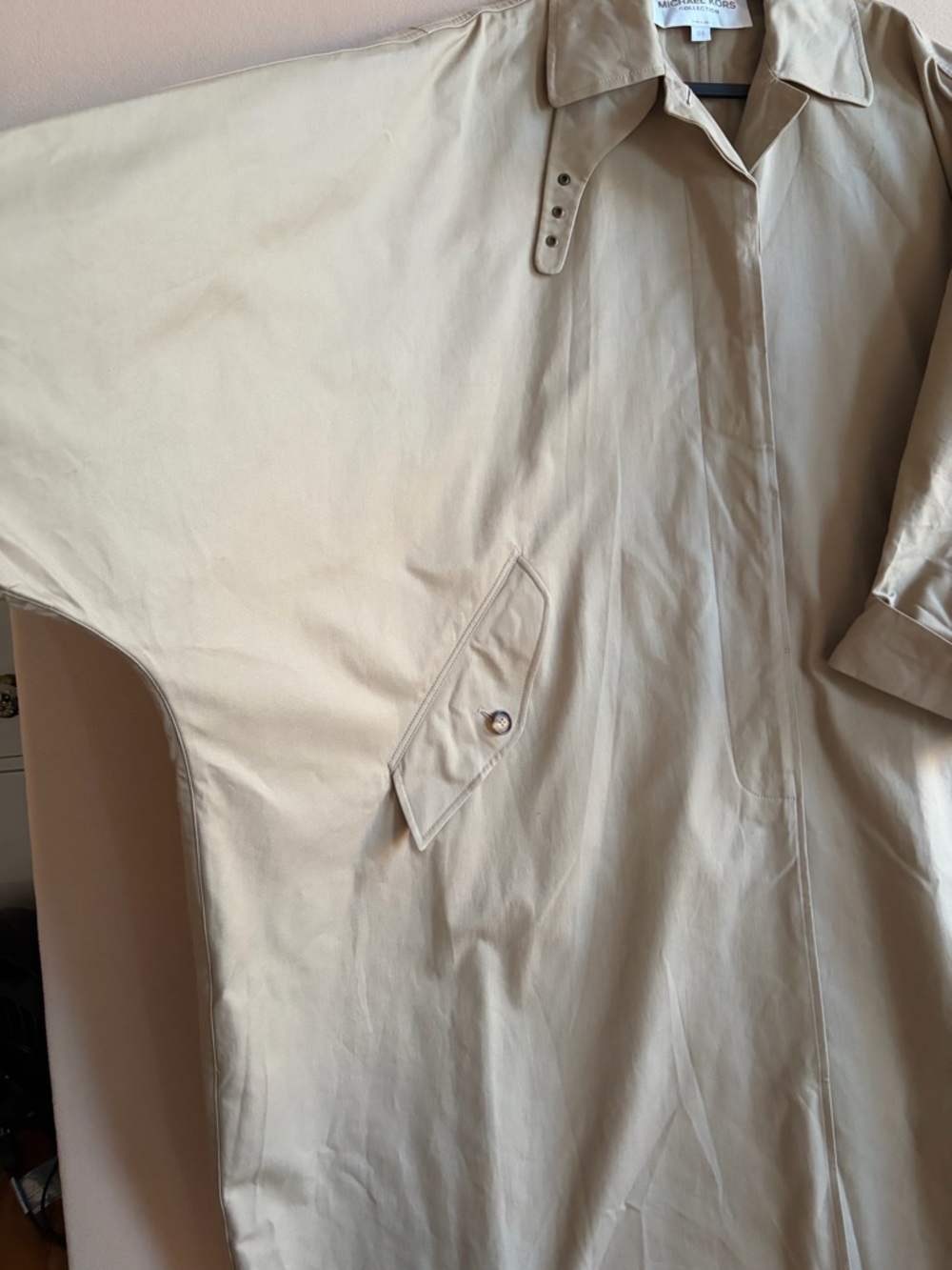 Michael Kors Collection Italian Made Oversized‎ Trench Coat Sand Minimalist OS - Picture 15 of 15